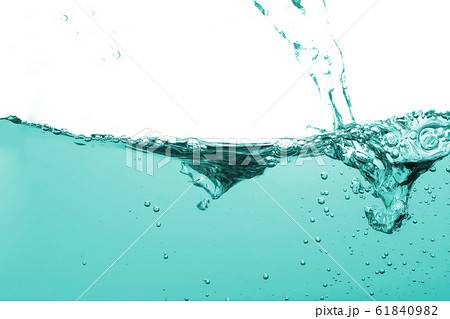 Water splash or water wave with bubbles of air on 61840982