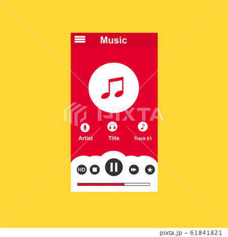 Media player application, app template with flat Media player application, app template with flat 61841821