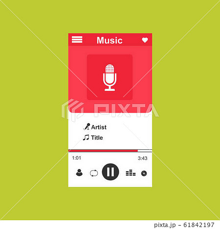 Media player application, app template with flat Media player application, app template with flat 61842197