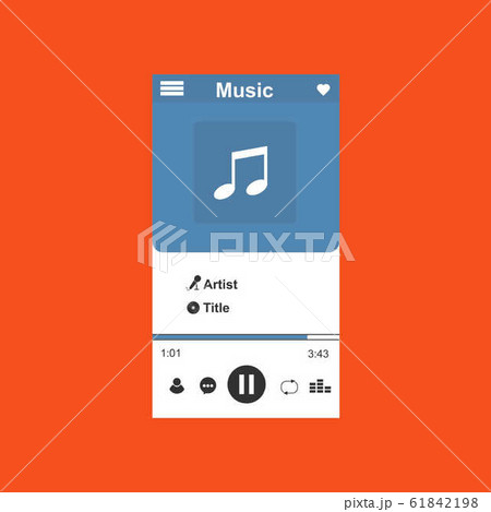 Media player application, app template with flat Media player application, app template with flat 61842198