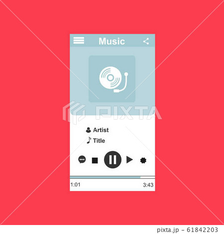 Media player application, app template with flat Media player application, app template with flat 61842203