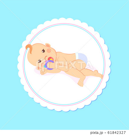 Baby Shower Greeting Card, Kid Lying on Back, Play 61842327