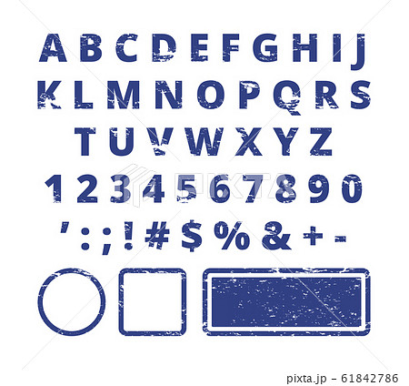 Rubber stamp font. Red letters and numbers template typography for stamp 61842786