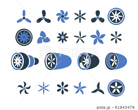 Airplane engines. Propeller turbine symbols plane equipment detailing aviation vector Airplane engines. Propeller turbine symbols plane equipment detailing aviation vector 61843479