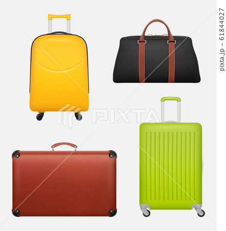Luggage realistic. Travel suitcase collection for business tourists vector illustrations Luggage realistic. Travel suitcase collection for business tourists vector illustrations 61844027