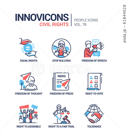 Civil rights concept line design style icons set 61844028