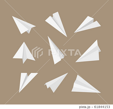 Paper planes. 3d origami aircraft flying paper travelling symbols vector set 61844153
