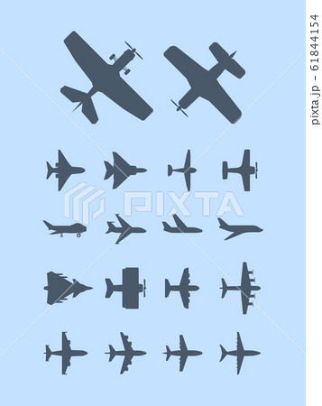 Aircraft silhouettes. Plane for travellers jet transportation vector aviation icons Aircraft silhouettes. Plane for travellers jet transportation vector aviation icons 61844154