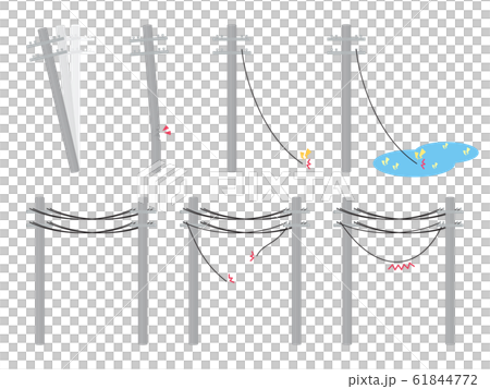 電柱のイラスト 壊れたのイラスト素材