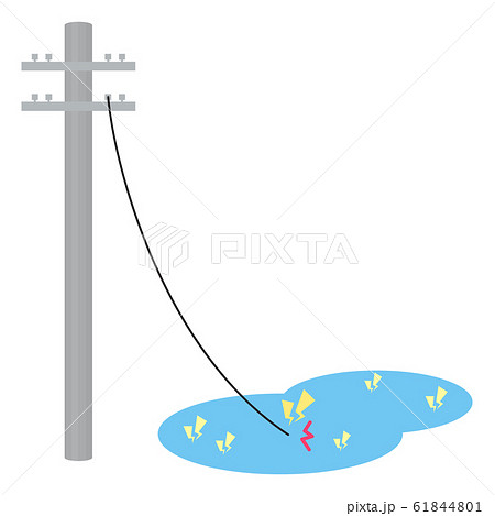 電柱のイラスト_切れた_水たまり 61844801