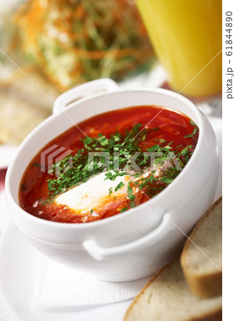 Borscht in a bowl with bread Borscht in a bowl with bread 61844890