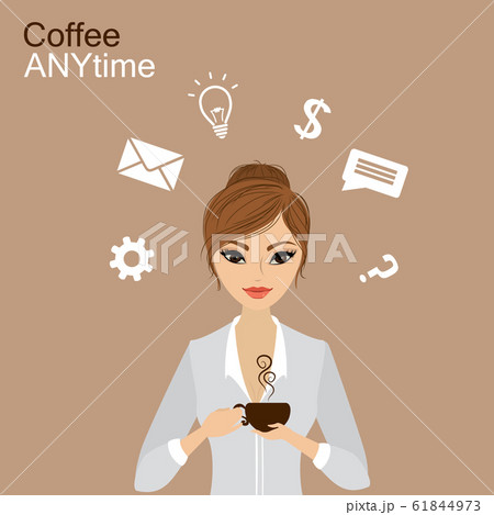 Pretty girl holding a cup of coffee Pretty girl holding a cup of coffee 61844973