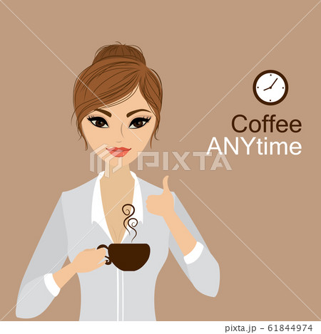 Pretty girl holding a cup of coffee Pretty girl holding a cup of coffee 61844974