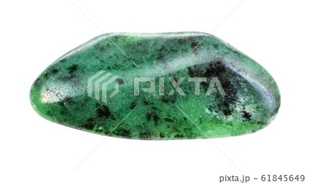 polished green Zoisite gemstone isolated on white polished green Zoisite gemstone isolated on white 61845649