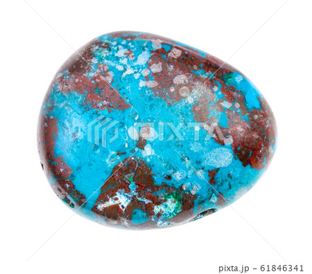 polished Chrysocolla gem isolated on white 61846341