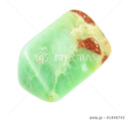 polished Chrysoprase gem isolated on white 61846743