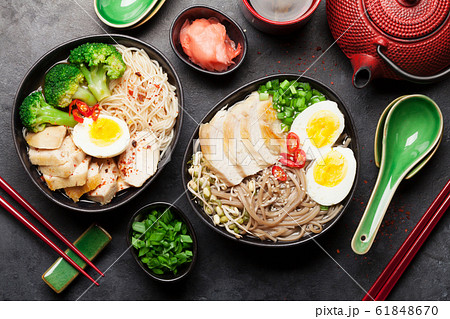 Asian noodle ramen soup 61848670