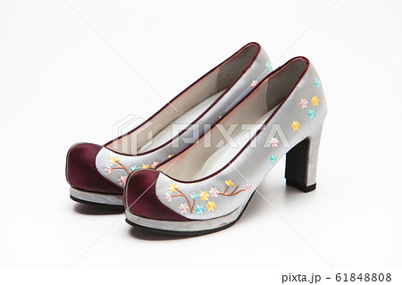 Korean traditional flower shoes on a white Korean traditional flower shoes on a white 61848808