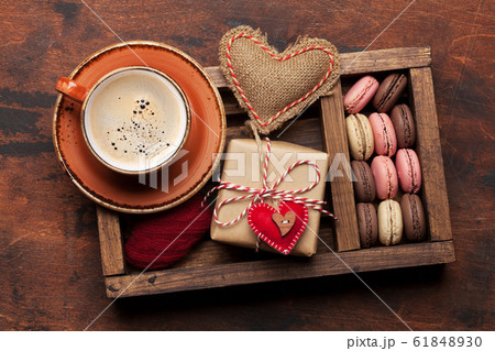 Valentines day card with gift, cookies and coffee Valentines day card with gift, cookies and coffee 61848930