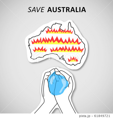 Human hand bringing water for orange burning Australia Human hand bringing water for orange burning Australia 61849721