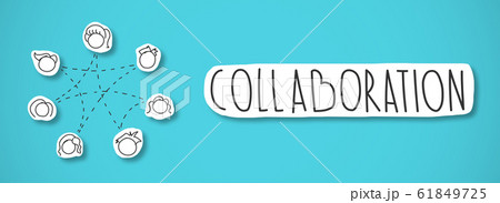 People connected in circle and collaboration inscription 61849725