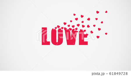 Word Love Disintegrating Into Little Hearts On Gray Background, Panorama 61849728