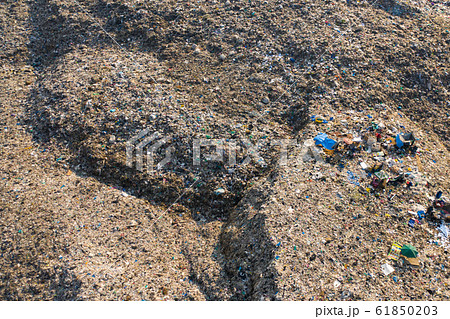 Pollution concept. Top view of Garbage pile in landfill 61850203