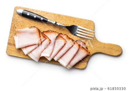 Sliced smoked ham. Tasty pork meat. 61850330