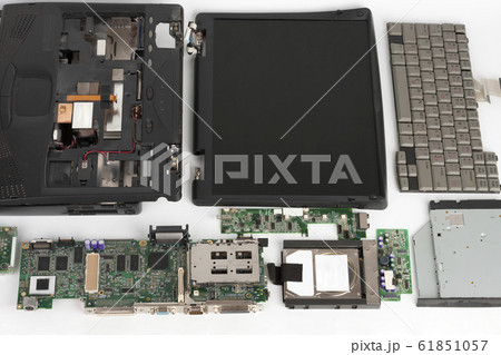 Disassembled laptop, notebook components, monitor, 61851057