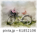 Watercolor painting Beautiful white bicycle  61852106