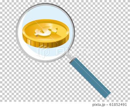 Illustration of dollar coins zoomed in with a... - Stock Illustration ...