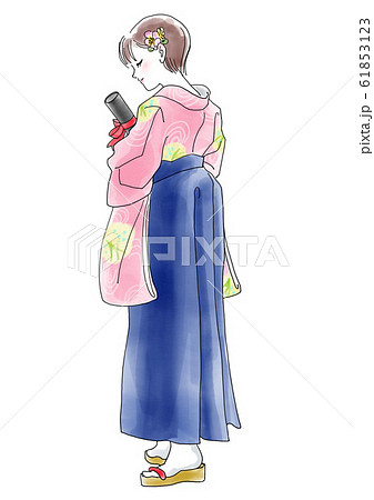 袴姿の女性のイラスト素材