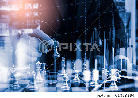 Chess game on chess board on stock market or forex 61853294