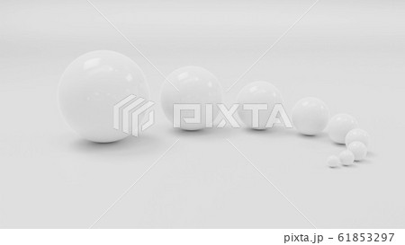 White spheres with glossy surface, on white matte background 3d illustration render 61853297