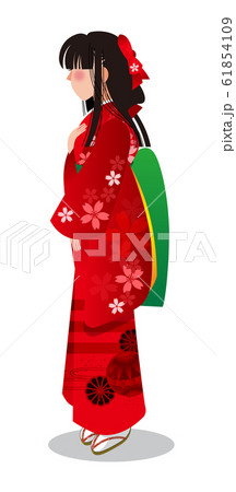 和装の女性イラストのイラスト素材