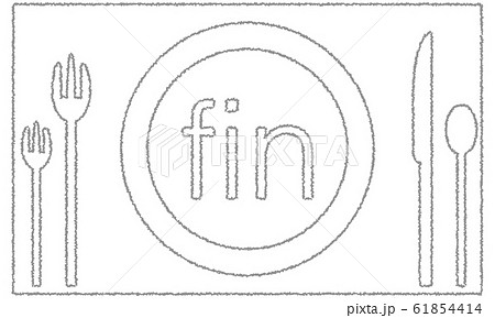 食器 フォーク ナイフ スプーンとお皿のイラストのイラスト素材