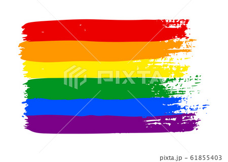 Grunge LGBT pride flag. Abstract rainbow flag texture hand drawn with a ink. Vector Multicolored 61855403