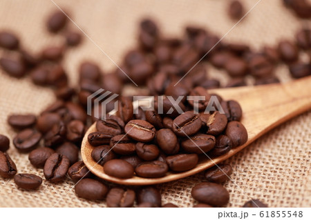 コーヒー豆 (珈琲豆 小粒 焙煎 飲食 実 飲み物 ドリンク ブレンド カフェイン コピースペース) 61855548