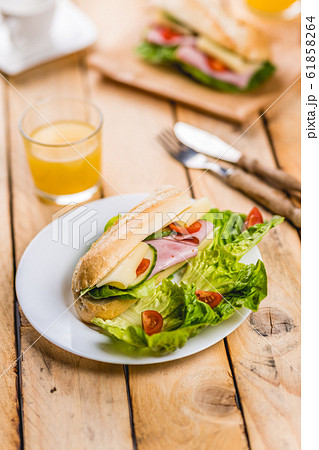 baguette with ham 61858264