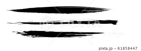 和風素材　筆で描かれた線　ボーダー　筆跡　アナログ素材　インク　 61858447