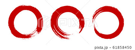 和風素材　筆で描かれた線　ボーダー　筆跡　アナログ素材　インク　 61858450