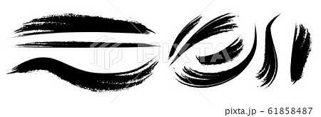 和風素材　筆で描かれた線　ボーダー　筆跡　アナログ素材　インク　 61858487