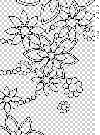 花モチーフの背景デザイン 線画 縦 のイラスト素材