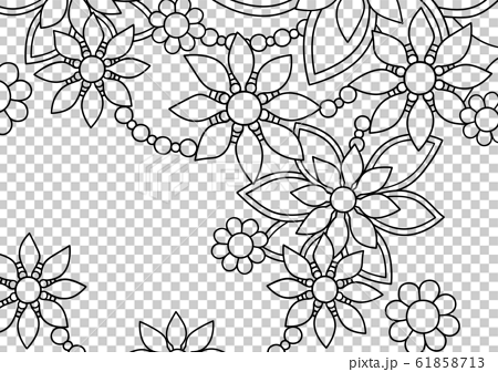 Flower motif background design (line drawing /... - Stock Illustration  [61858713] - PIXTA