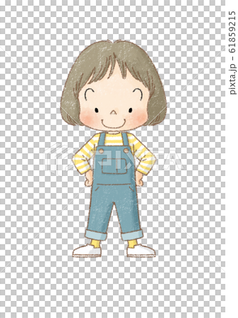 女孩全身前側手放在腰上(棕線) 女孩全身前側手放在腰上(棕線) 61859215