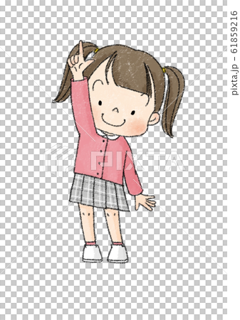 女孩全身前面向上(黑線) 女孩全身前面向上(黑線) 61859216