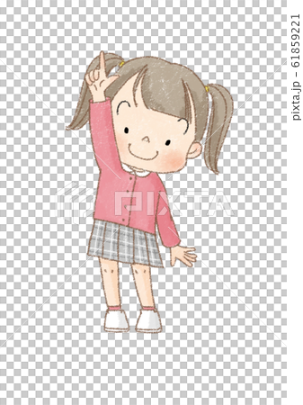 女孩全身前指指（棕線） 61859221