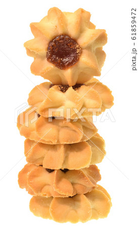 Homemade shortbread cookies with apple jam 61859472