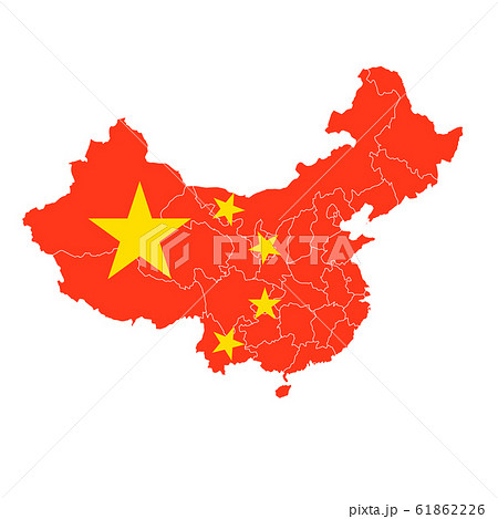 中国 国旗 地図 アイコンのイラスト素材
