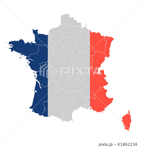 フランス 国旗 地図 アイコンのイラスト素材